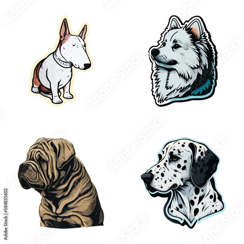 Dogs Flat Icon Set Isolated On White Background