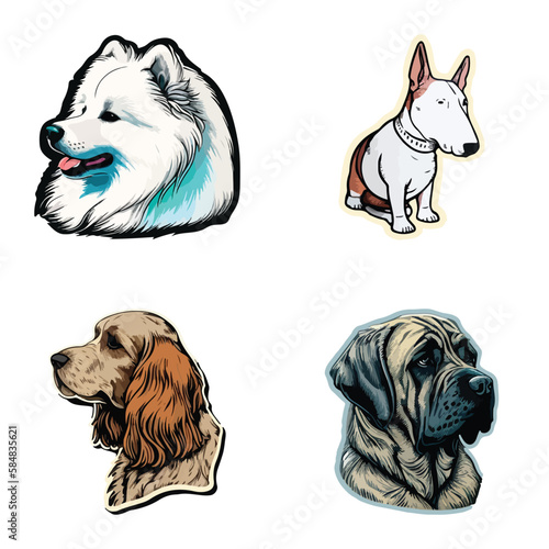 Dogs Flat Icon Set Isolated On White Background