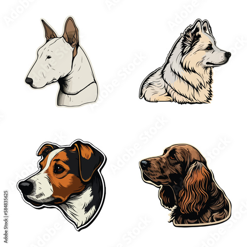 Dogs Flat Icon Set Isolated On White Background