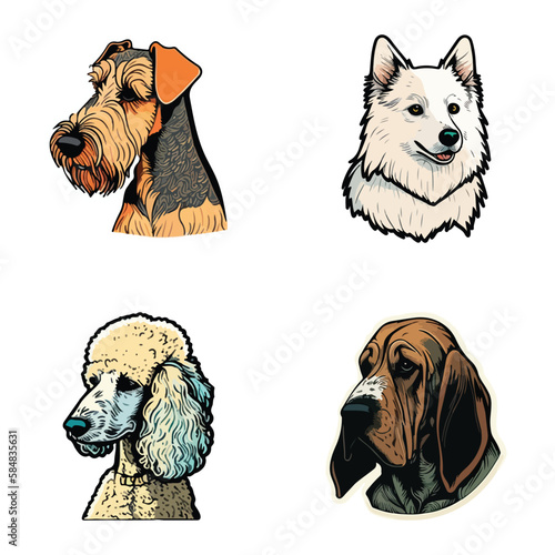 Dogs Flat Icon Set Isolated On White Background