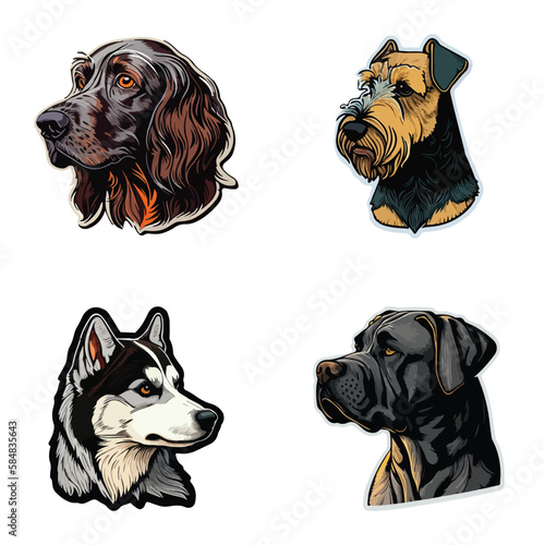 Dogs Flat Icon Set Isolated On White Background