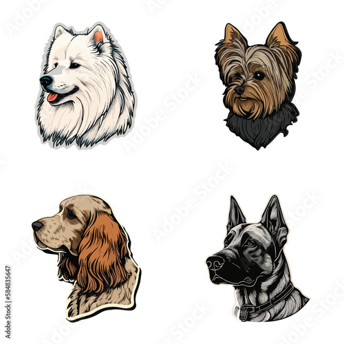 Dogs Flat Icon Set Isolated On White Background