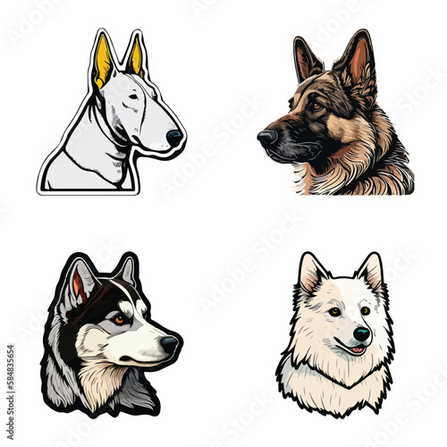 Dogs Flat Icon Set Isolated On White Background