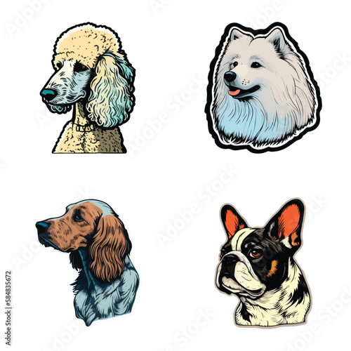 Dogs Flat Icon Set Isolated On White Background