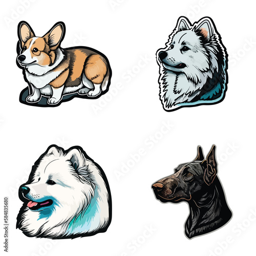 Dogs Flat Icon Set Isolated On White Background