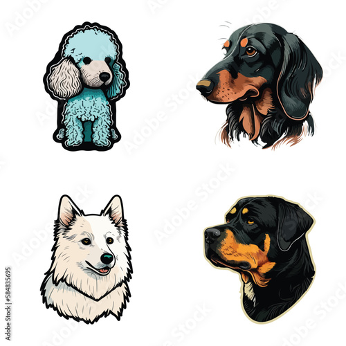 Dogs Flat Icon Set Isolated On White Background