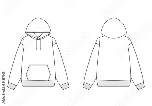 Hoodie Blank Template Mock-Up for Designer, Vector illustration