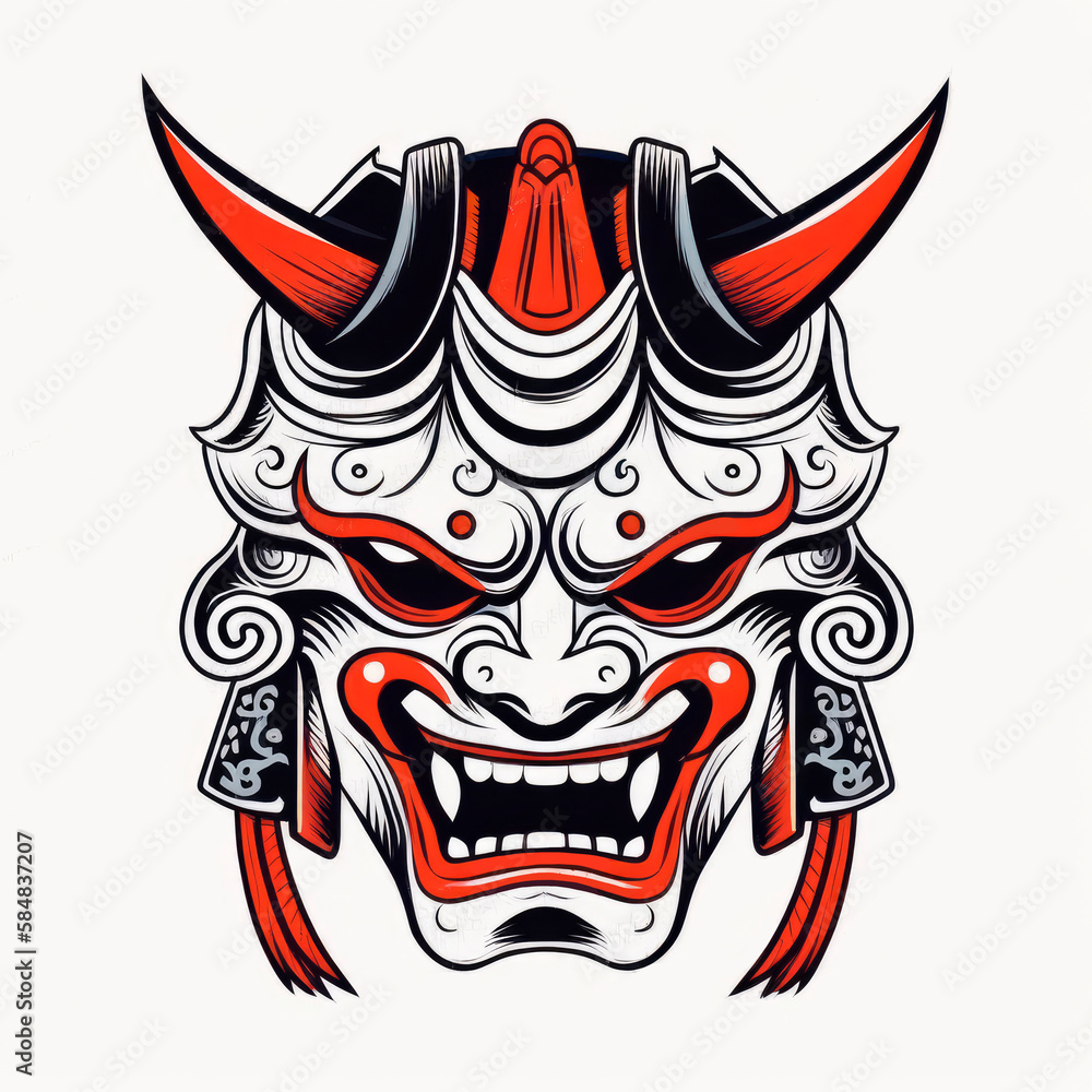 red and white oni mask