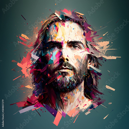 portrait moderne et serré de Jesus Christ - IA générative photo