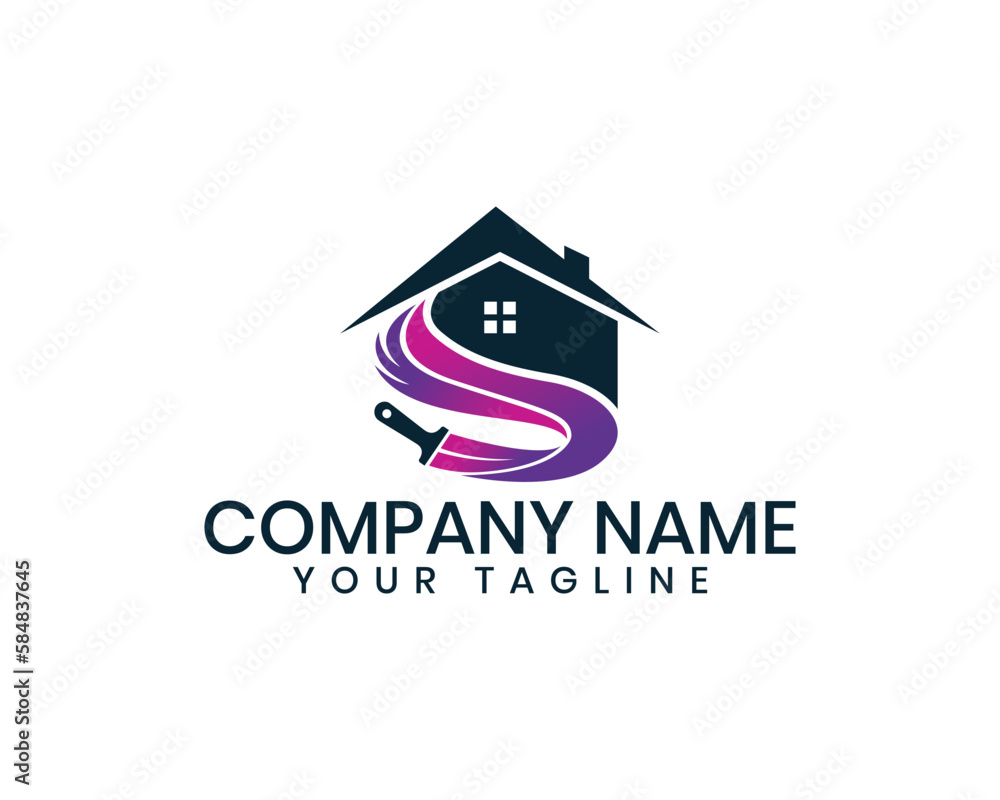 Home painting Premium logo design concept. business card, Home painting business, company vector illustration.