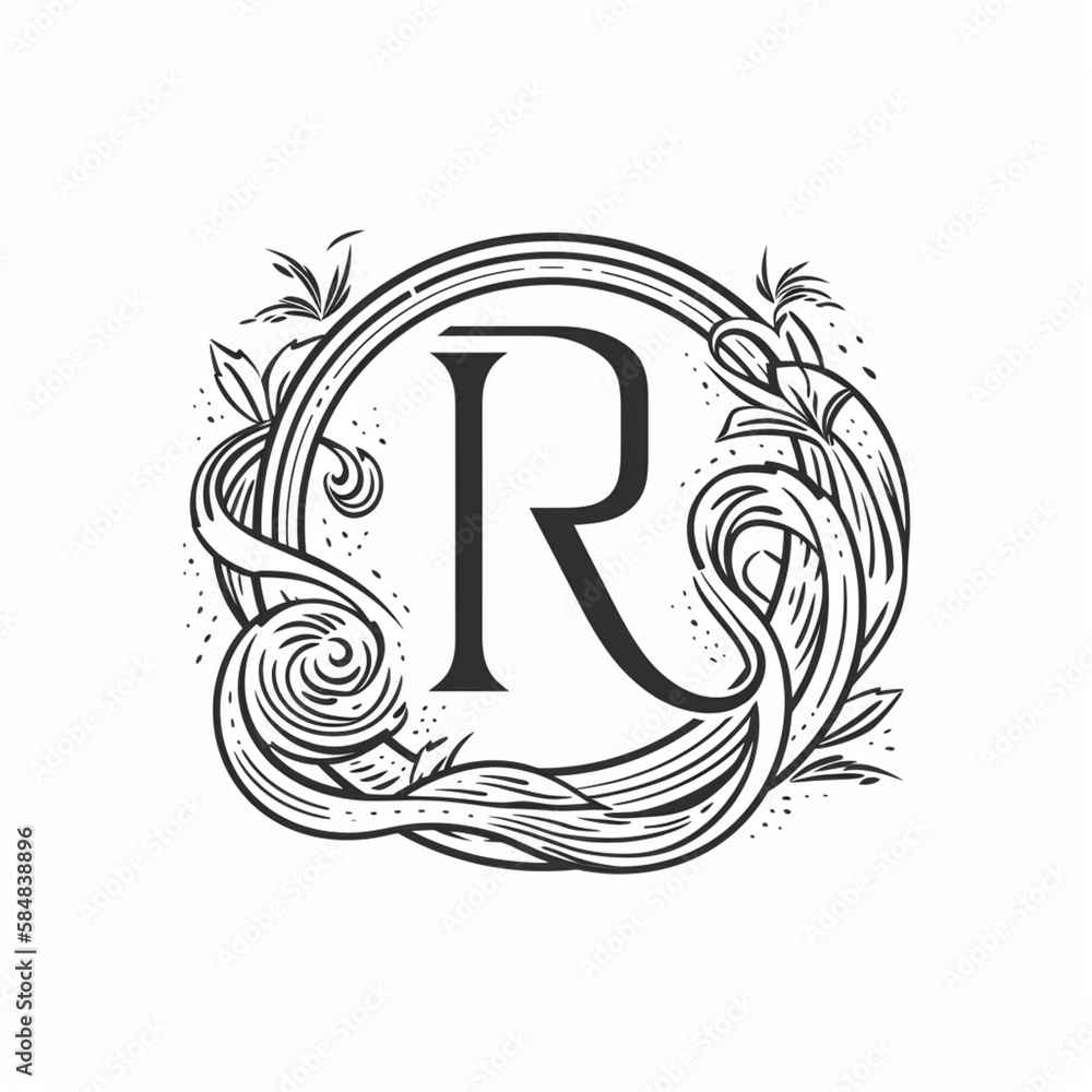 Custom emblem with letter R. generate ai