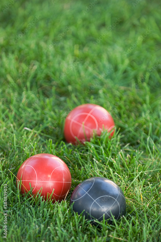 Bocce Balls on green grass