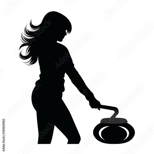 curling, silhouette, cleaning, woman, illustration, golf, sport, cleaner, person, boy, people, scooter, vacuum, ball, business, worker, child, black, work, golfer, men, cgenerated ai