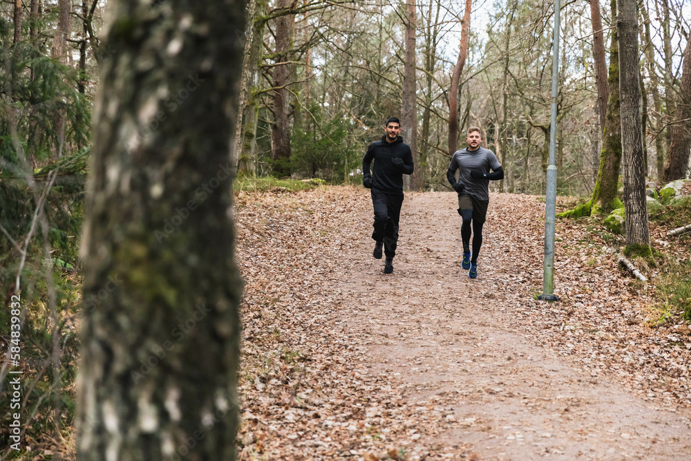 Workout friends running outdoors Workout friends running outdoors