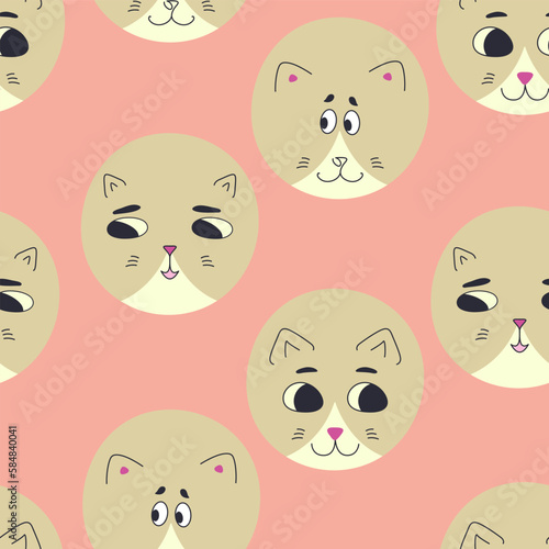 Funny cat face, abstract personage, mascot design, funny face, cute icon.