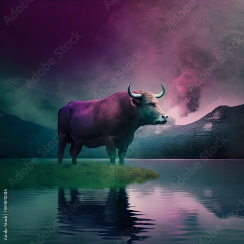 Bull Lake Landscape Purple Blue Bullmarket Test First Second Third keywords Future Mountains Clouds Past Nose Eyes Don't know What To Write Merci Beaucoup photo