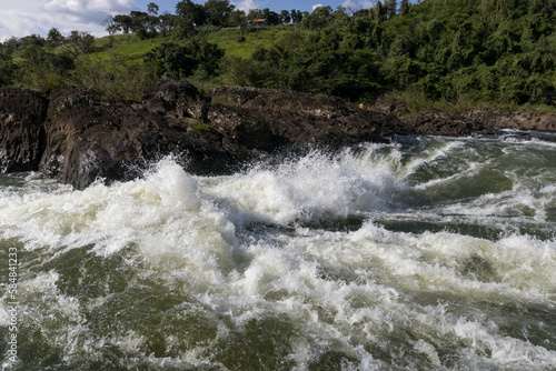 water flowing over the river