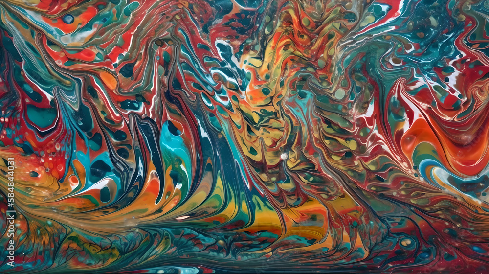 ebru art on water with contrast colors Generative Art