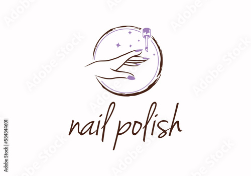 Nails polish manicure salon logo design template