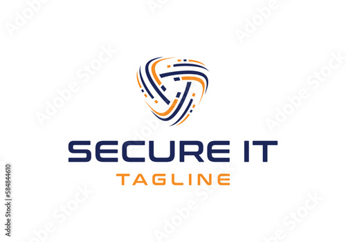 Creative shield cyber tech security logo design