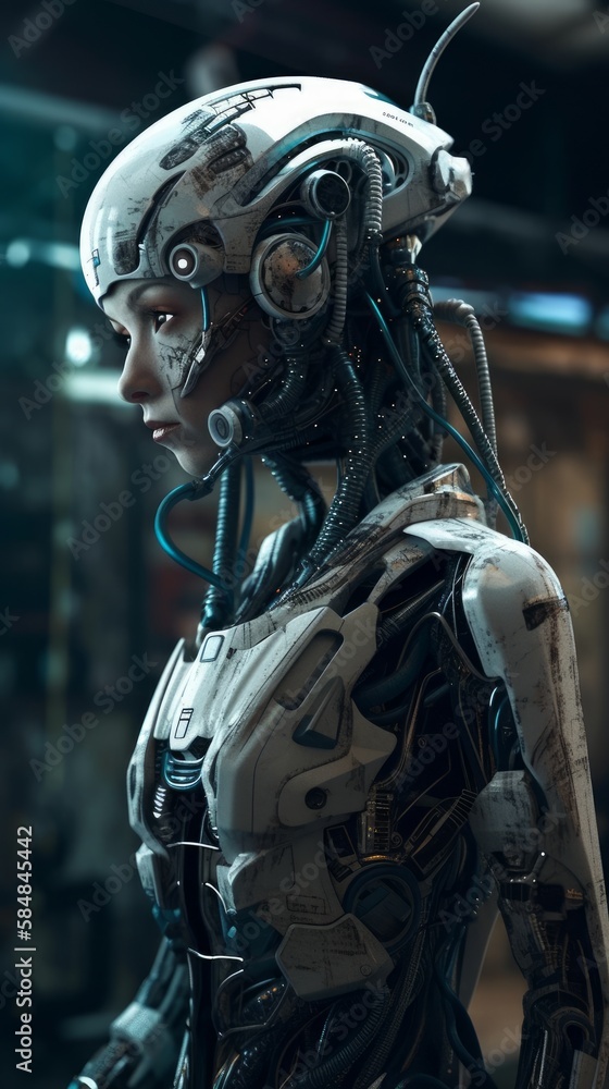 Android woman on a spaceship Android woman on a spaceship