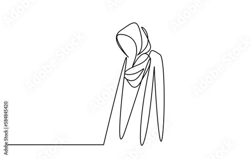 woman christian muslim chador nun line art