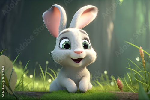 Cute Cartoon Bunny Rabbit i...