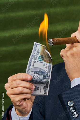 Man smoking a cigar photo