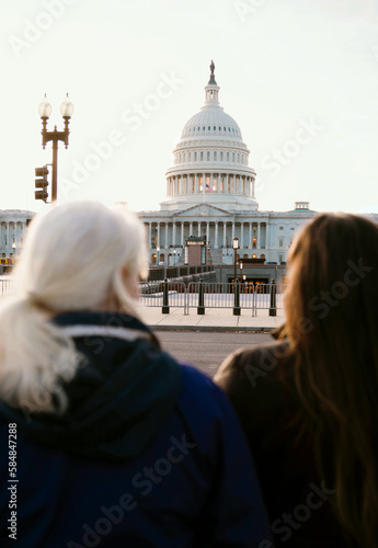Visitors View the US Capitol Building in Washington DC