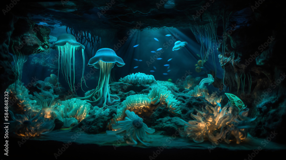 Fototapeta premium underwater scene with reef generative ai