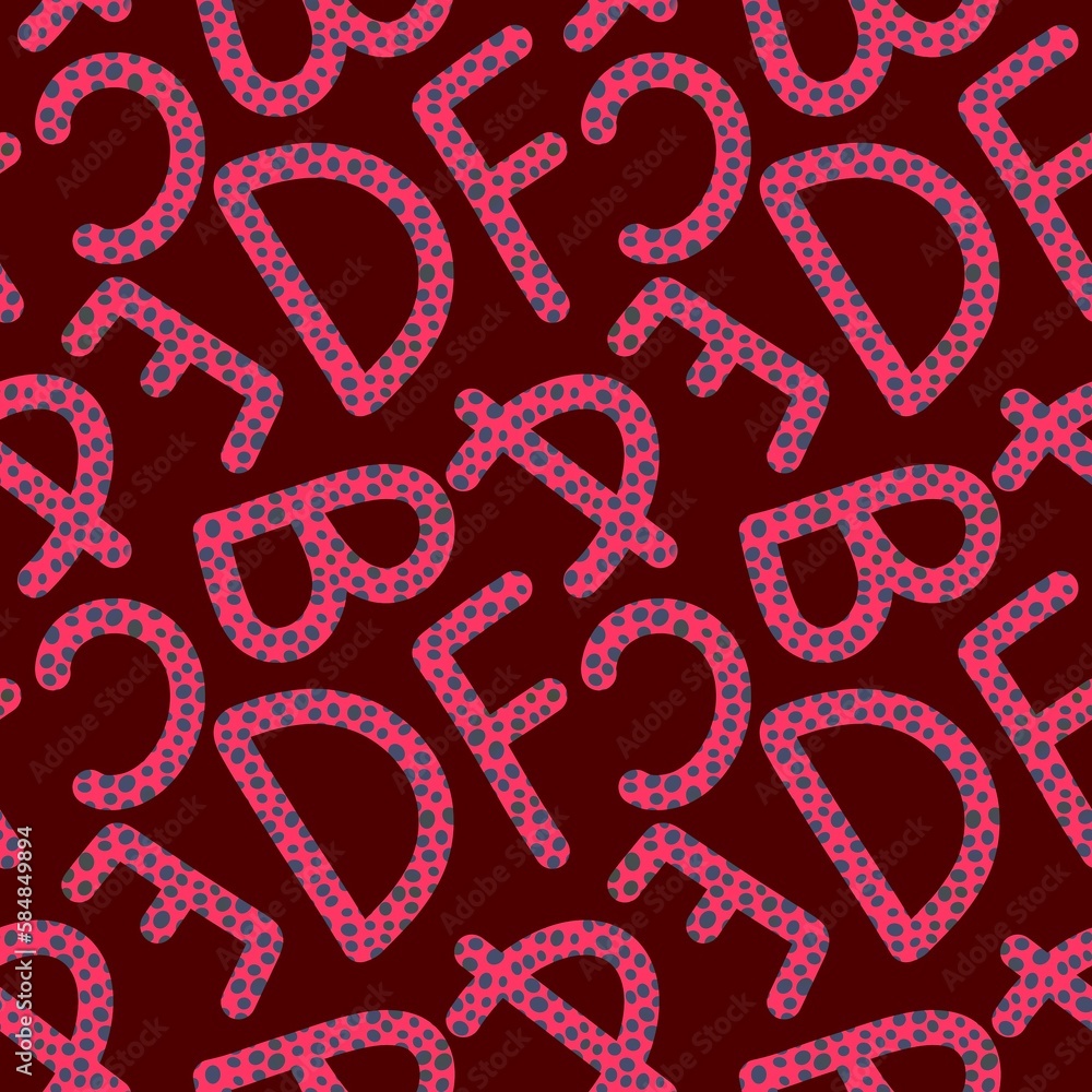 Cartoon polka dots school seamless alphabet pattern for kids clothes print and fabrics and linens Cartoon polka dots school seamless alphabet pattern for kids clothes print and fabrics and linens