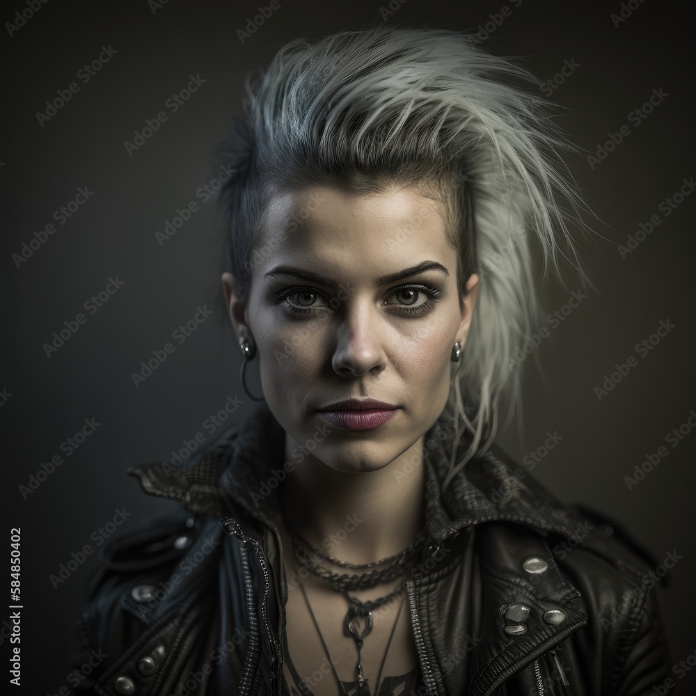 Portrait of beautful young punk rock woman Generative AI Portrait of beautful young punk rock woman Generative AI