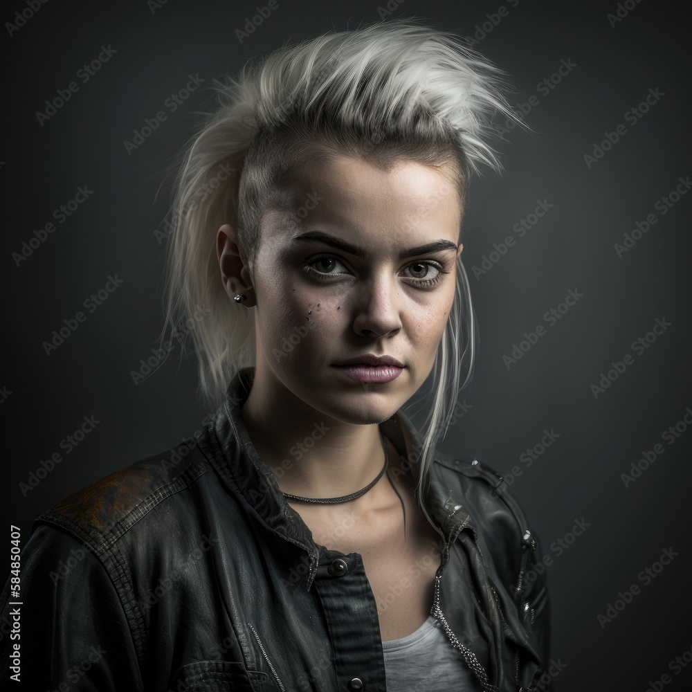 Portrait of beautful young punk rock woman Generative AI Portrait of beautful young punk rock woman Generative AI
