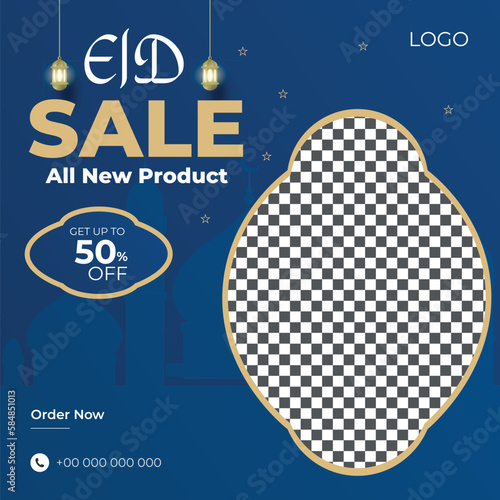 Eid Special Discount Sale Elegant Luxury Social Media Post, Leaflet, Square Flyer template
