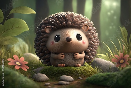 Cute Cartoon HedgeHog Chara...