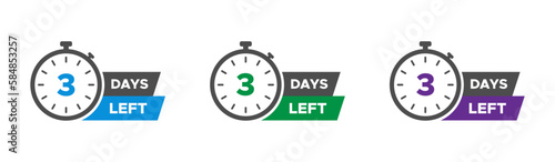 3 days left vector icons set