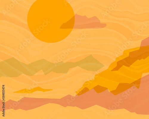 Graphic colourful abstract landscape illustration