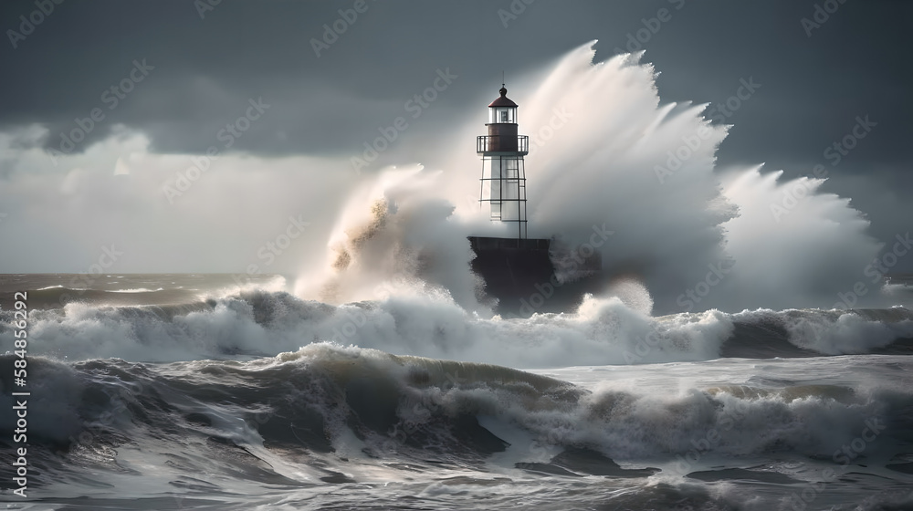 lighthouse on the coast generative art