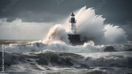 lighthouse on the coast generative art