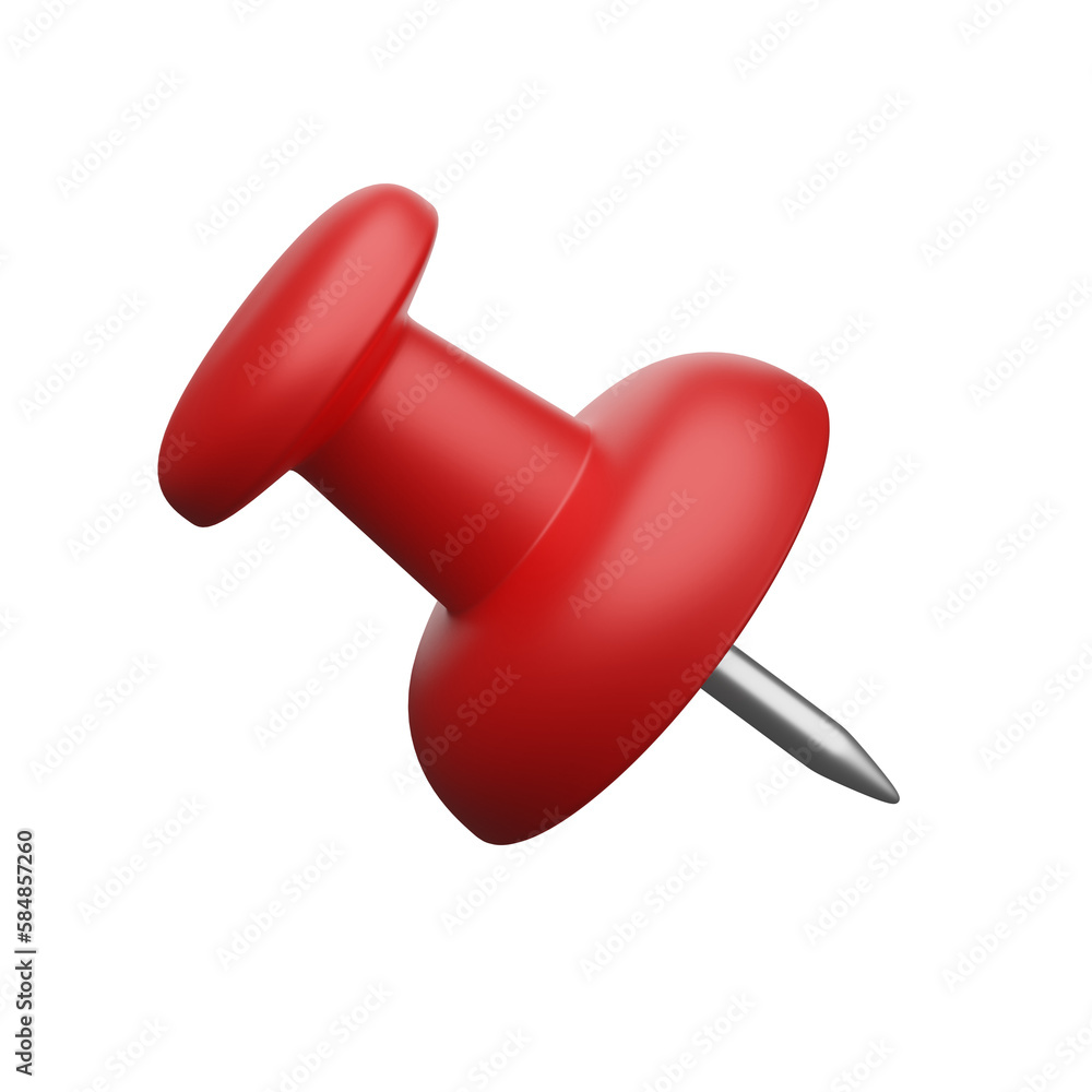 3D Illustration of Red Pushpin With Metalic Needle 3D Illustration of Red Pushpin With Metalic Needle