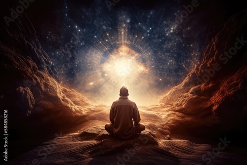 spiritual awakening enlightment meditation. Generative AI photo