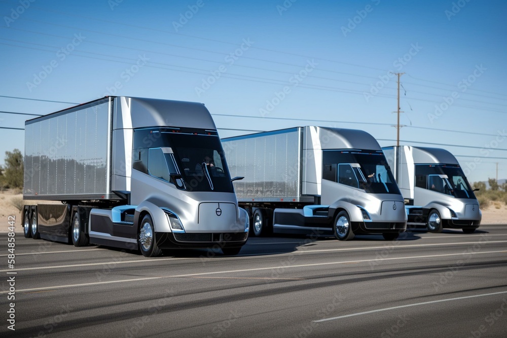 Fototapeta premium Self-driving trucks Generative AI