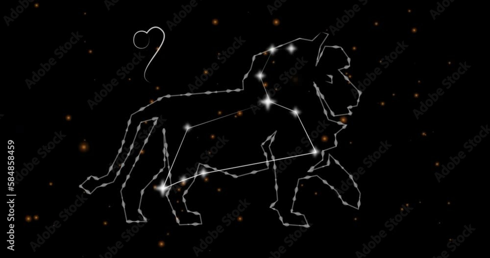 Animation of leo star sign over black background Animation of leo star sign over black background