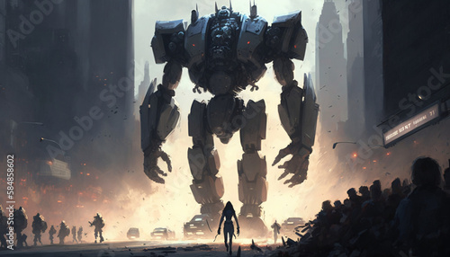 machine robot giant battle bot generative ai