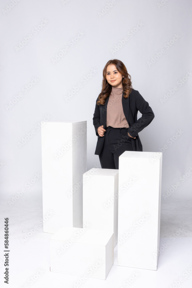 Beautiful asian woman natural makeup wear fashion clothes casual dress code office style. Beautiful asian woman natural makeup wear fashion clothes casual dress code office style.