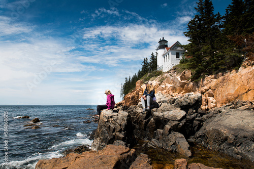 With a lighthouse in the background