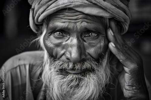 Beggar's Gaze View of Struggle and Hardship, generative ai