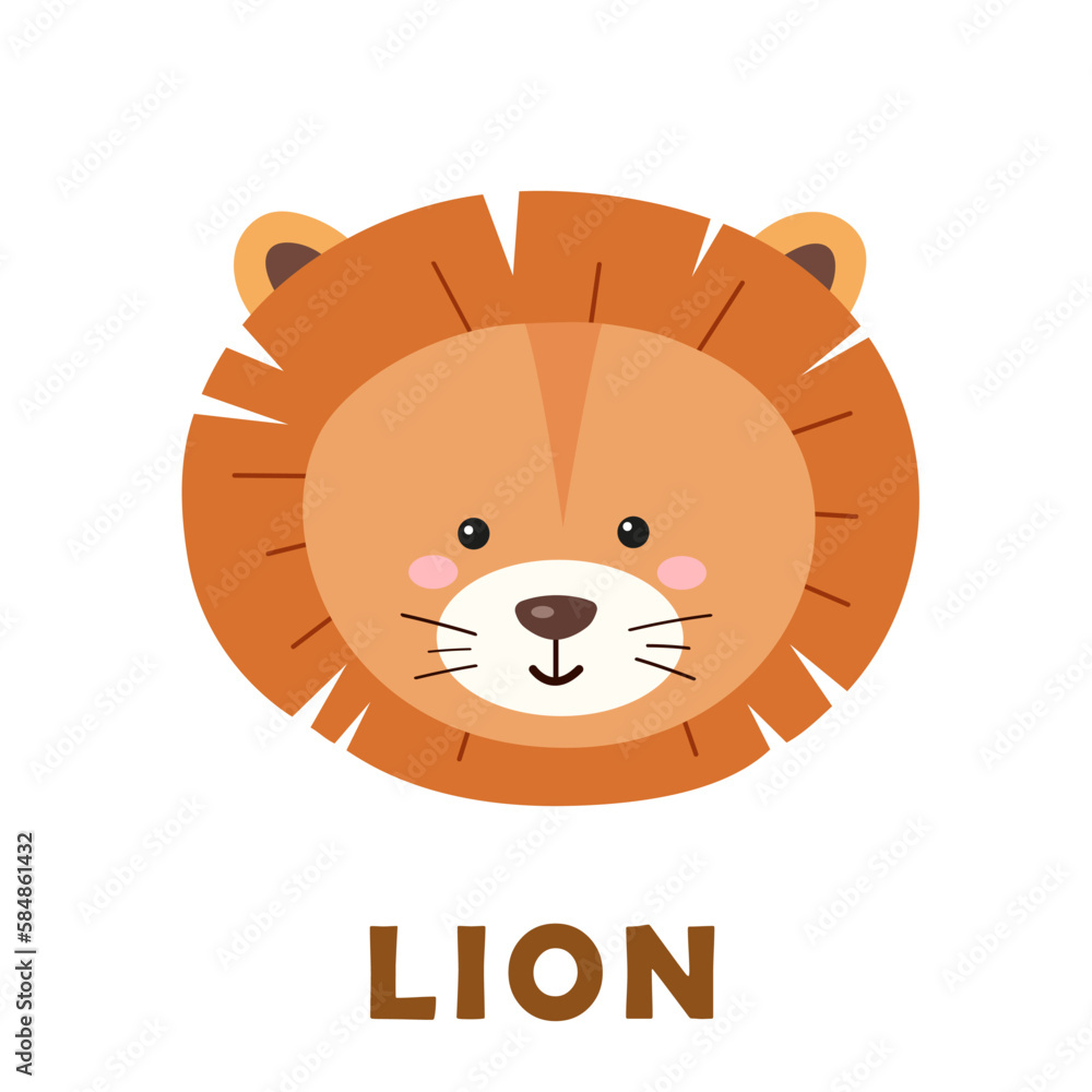 Сute lion in cartoon style isolated on white background Сute lion in cartoon style isolated on white background