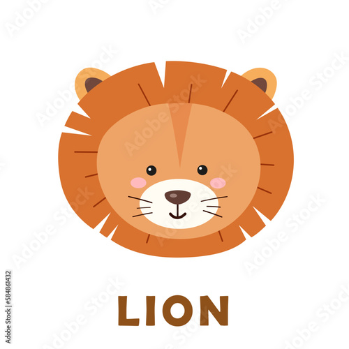 Photography Сute lion in cartoon style isolated on white background