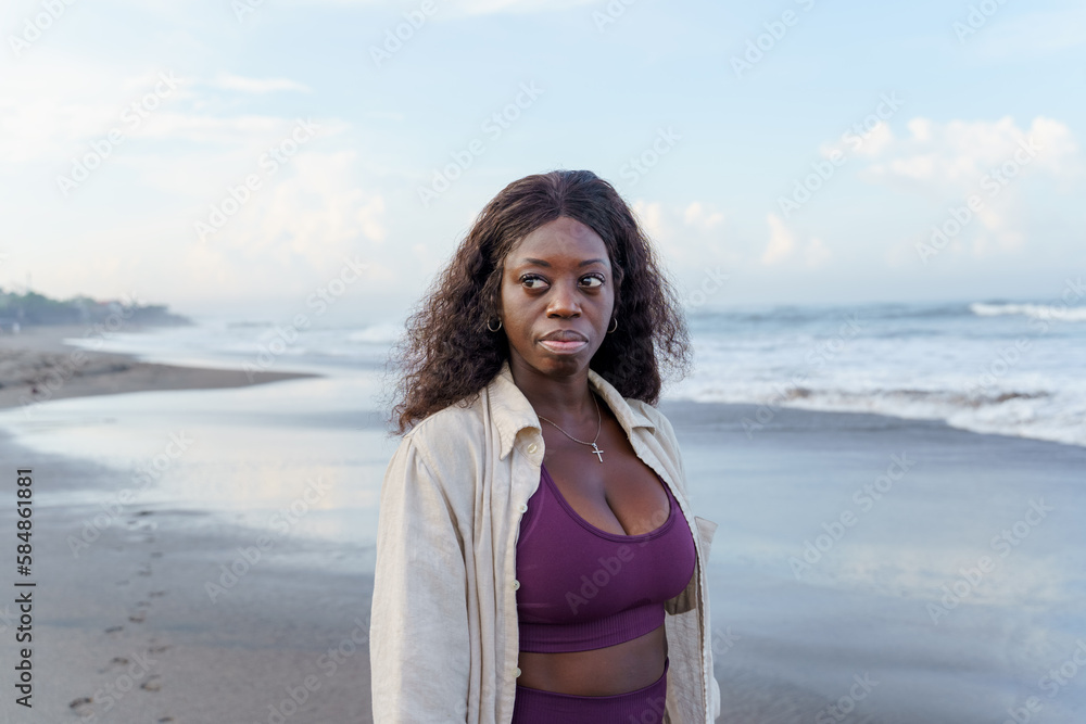 Woman at the beach - Face and upper body closeup Woman at the beach - Face and upper body closeup